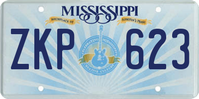 MS license plate ZKP623
