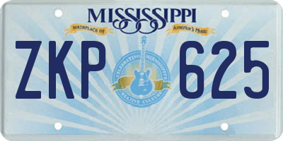 MS license plate ZKP625