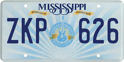 MS license plate ZKP626