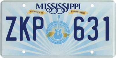 MS license plate ZKP631