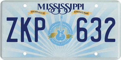 MS license plate ZKP632