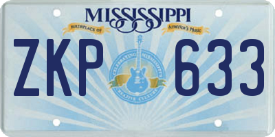 MS license plate ZKP633