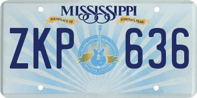 MS license plate ZKP636