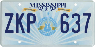 MS license plate ZKP637