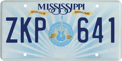MS license plate ZKP641