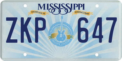 MS license plate ZKP647