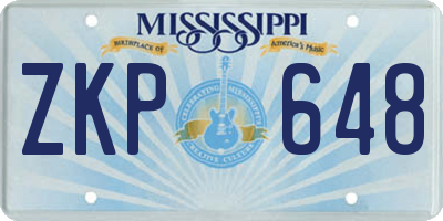 MS license plate ZKP648