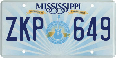 MS license plate ZKP649
