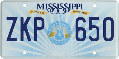 MS license plate ZKP650