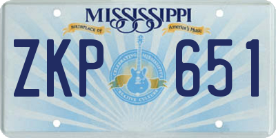 MS license plate ZKP651