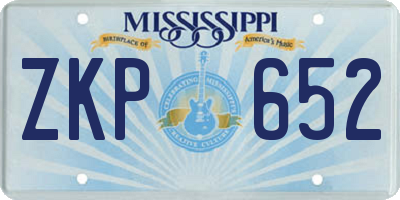 MS license plate ZKP652