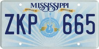 MS license plate ZKP665