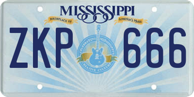 MS license plate ZKP666