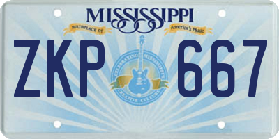 MS license plate ZKP667