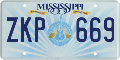 MS license plate ZKP669