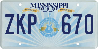 MS license plate ZKP670