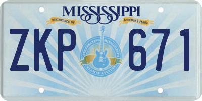 MS license plate ZKP671