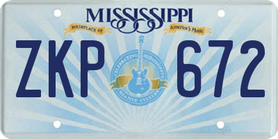 MS license plate ZKP672