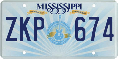 MS license plate ZKP674