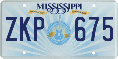 MS license plate ZKP675