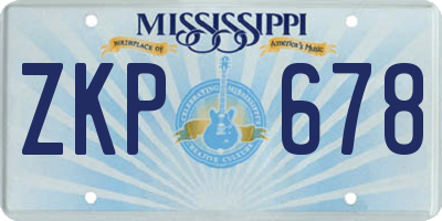 MS license plate ZKP678