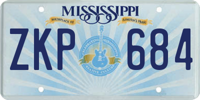 MS license plate ZKP684