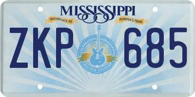MS license plate ZKP685