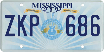 MS license plate ZKP686