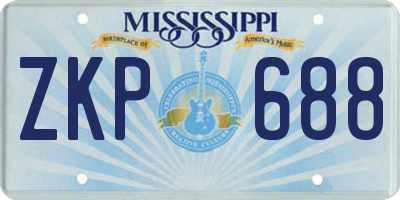 MS license plate ZKP688