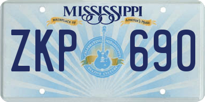 MS license plate ZKP690