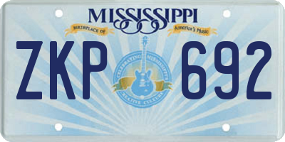 MS license plate ZKP692
