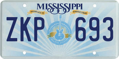 MS license plate ZKP693