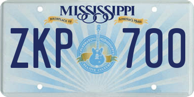 MS license plate ZKP700