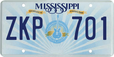 MS license plate ZKP701