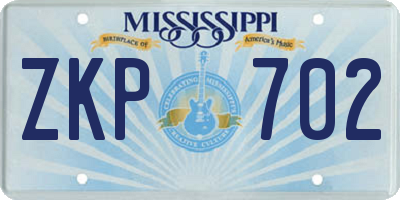 MS license plate ZKP702