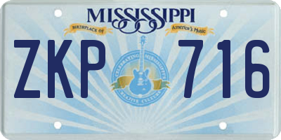 MS license plate ZKP716