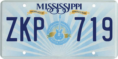 MS license plate ZKP719