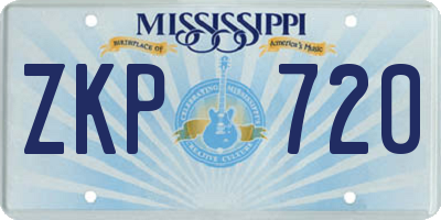 MS license plate ZKP720