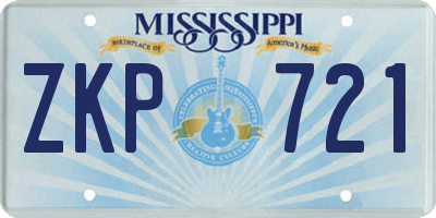 MS license plate ZKP721