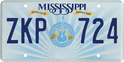 MS license plate ZKP724