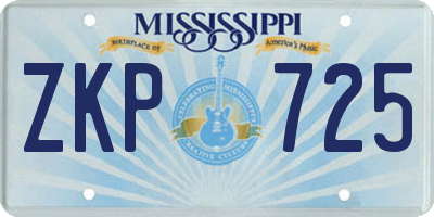 MS license plate ZKP725