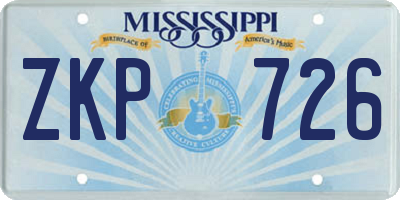 MS license plate ZKP726