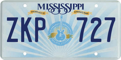 MS license plate ZKP727