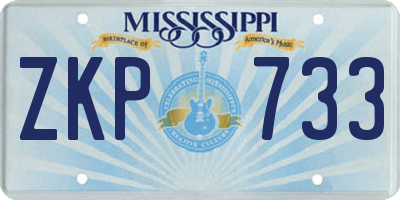 MS license plate ZKP733