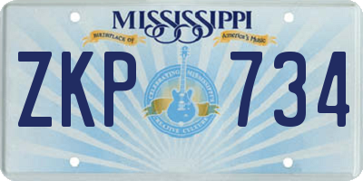 MS license plate ZKP734