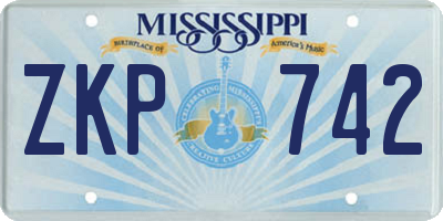 MS license plate ZKP742