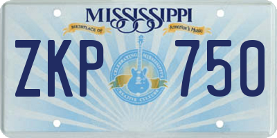 MS license plate ZKP750