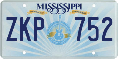 MS license plate ZKP752