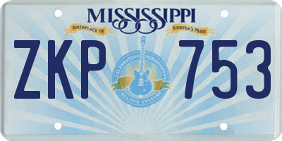 MS license plate ZKP753