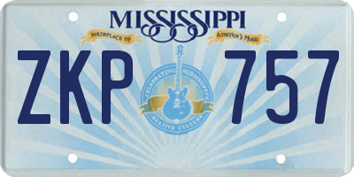 MS license plate ZKP757